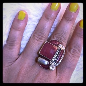 Pink Art Deco Vintage Ring - Adjustable